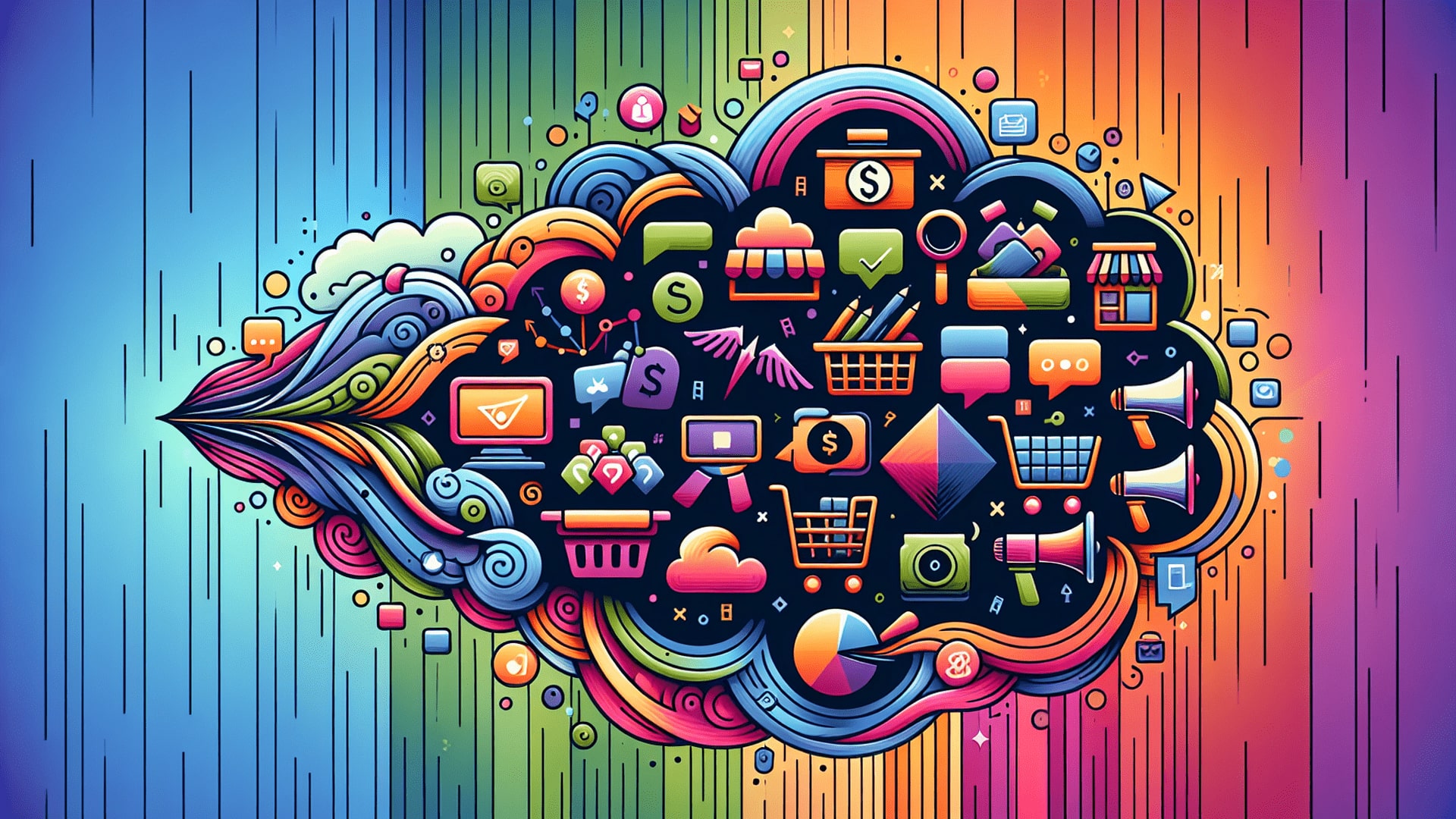 Creative illustration of Shopify apps