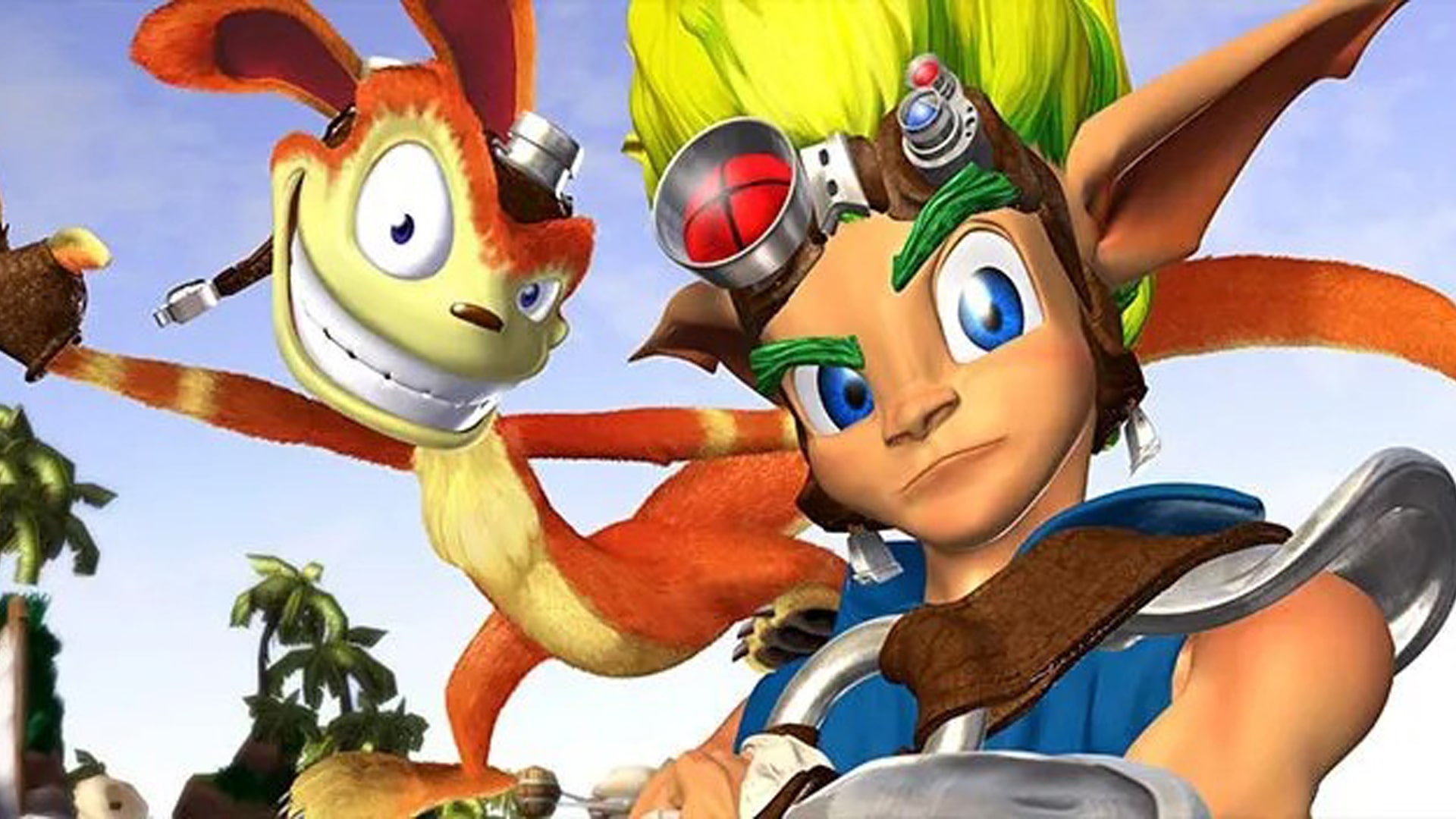 Illustration depicting the origins of Jak and Daxter, showing key characters from the video game series