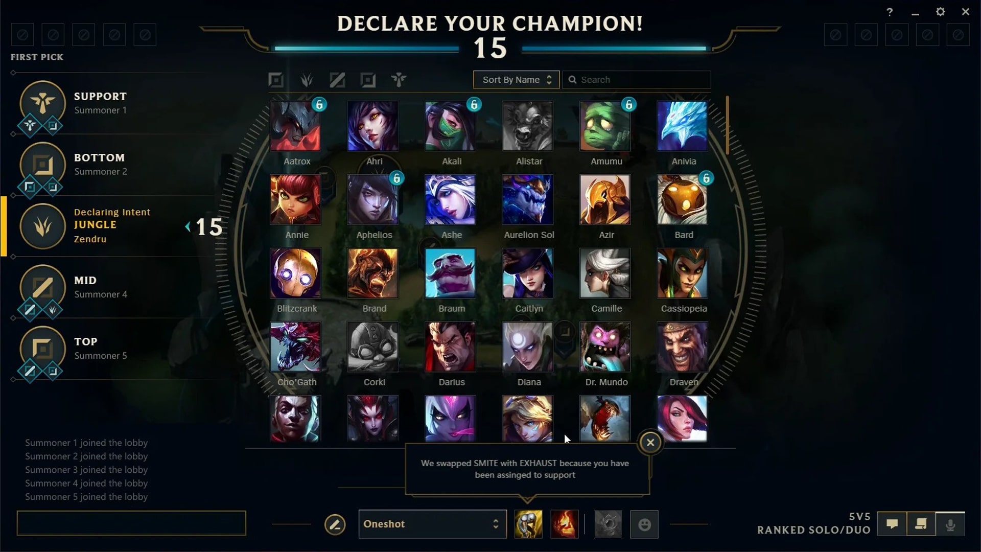 League of Legends Champion Selection Screen