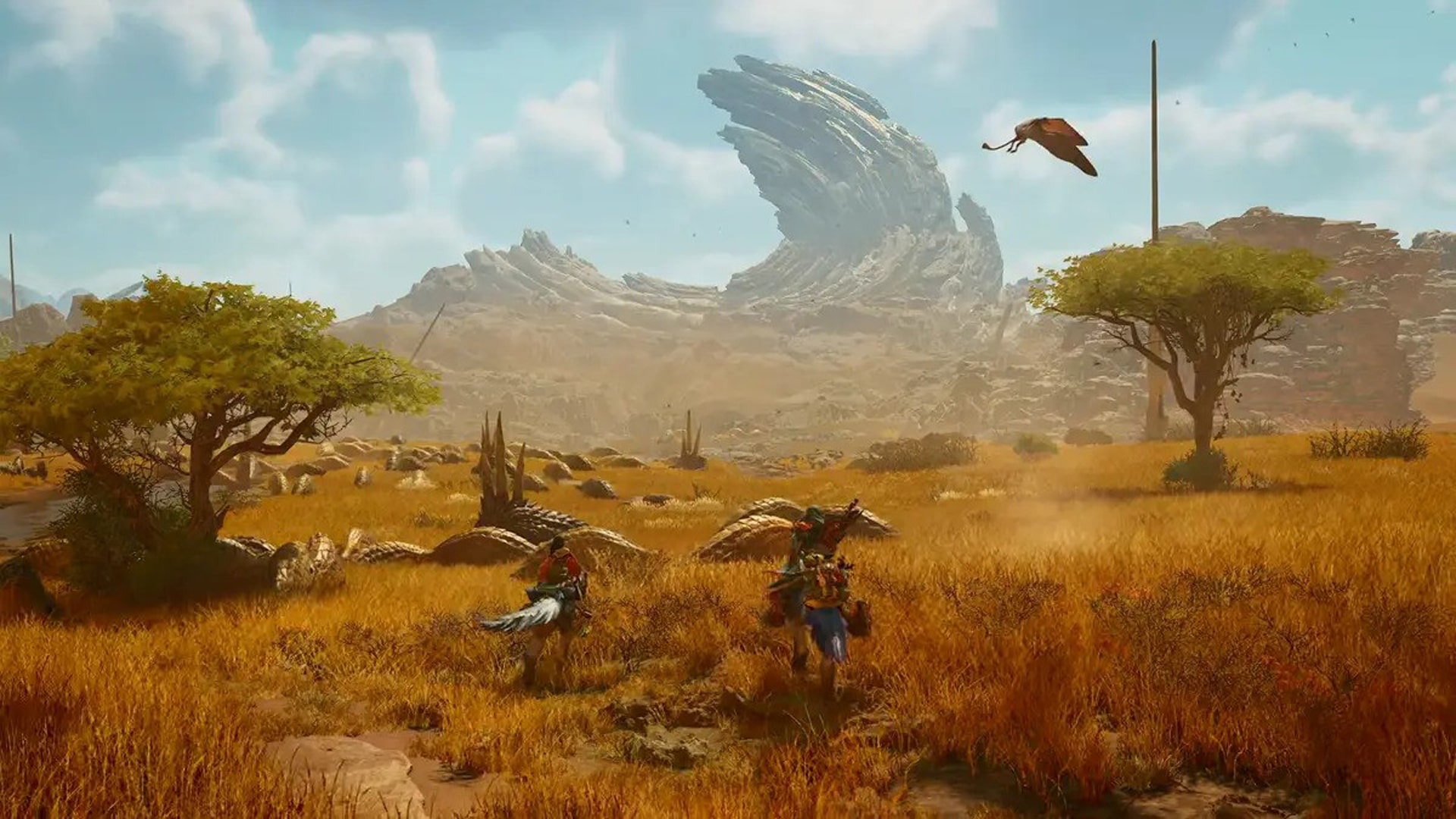 Monster Hunter Wilds Forbidden Lands, depicting a dangerous and mysterious landscape with creatures