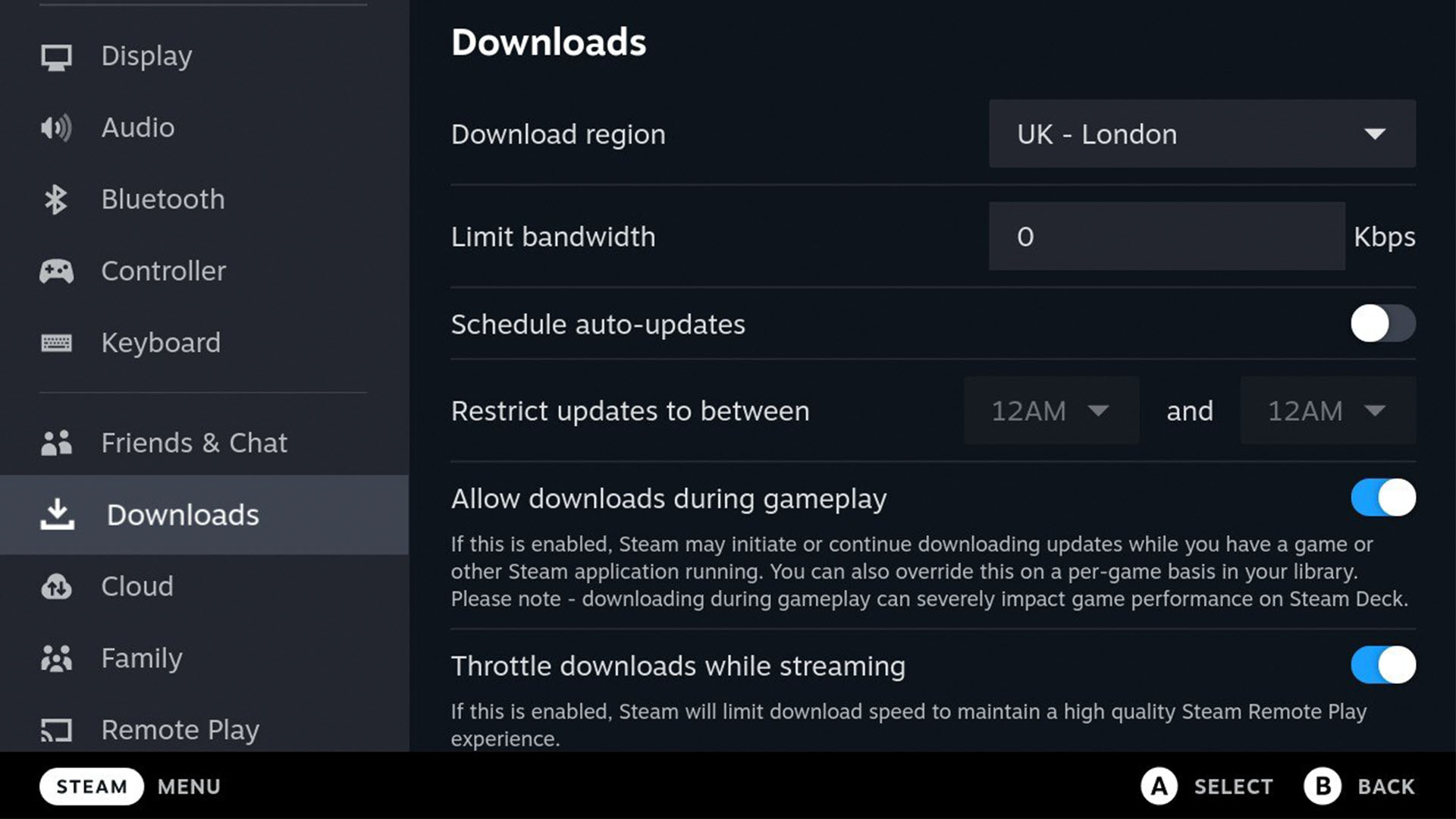 Downloading games on the Steam Deck