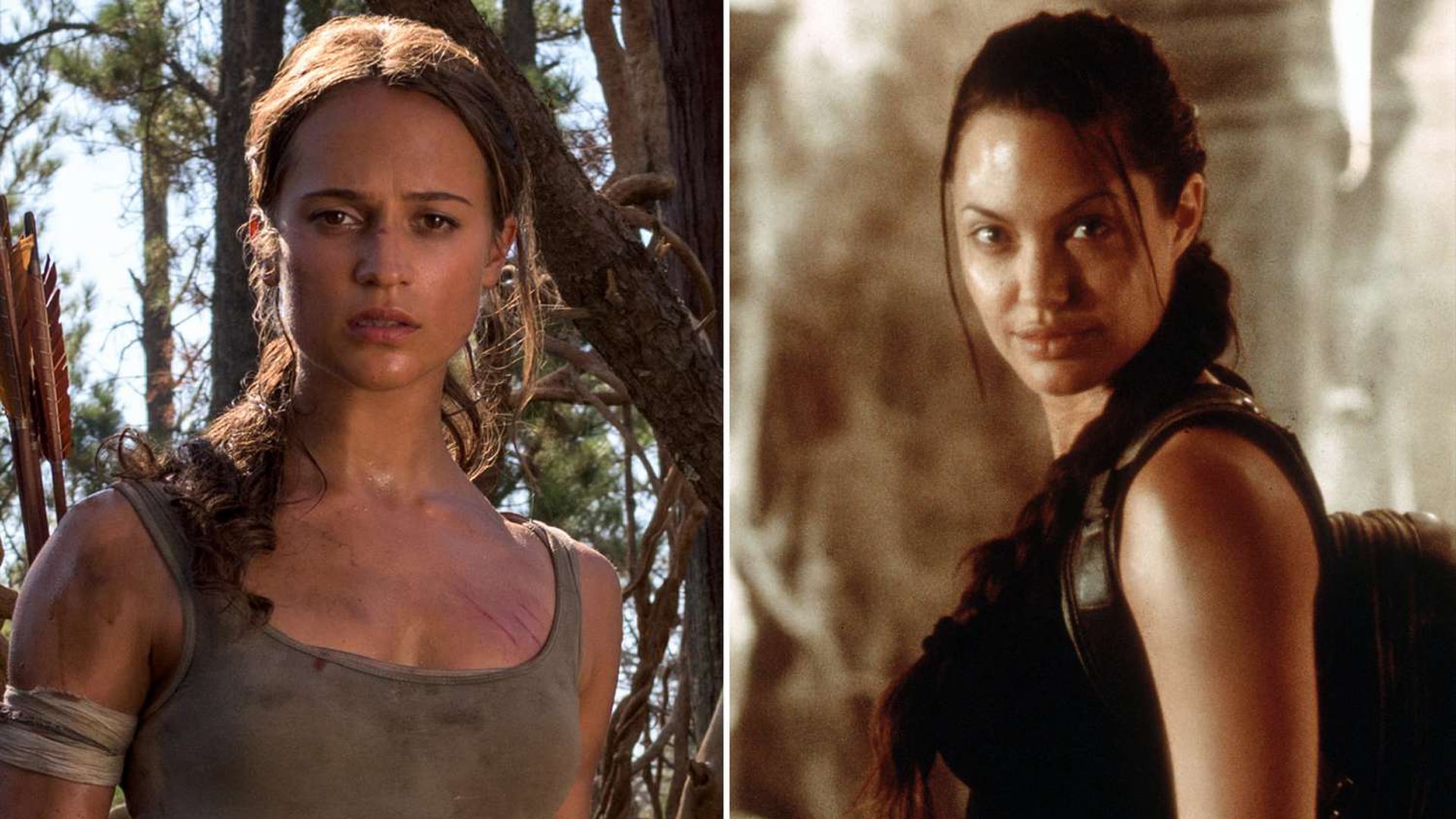 Tomb Raider Actresses - Angelina Jolie and Alicia Vikander